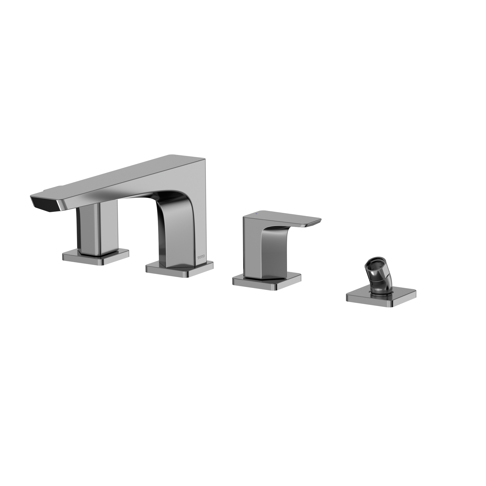 TOTO GE Two-Handle Deck-Mount Roman Tub Filler Trim with Handshower, Polished Chrome, Brass, TBG07202U#CP