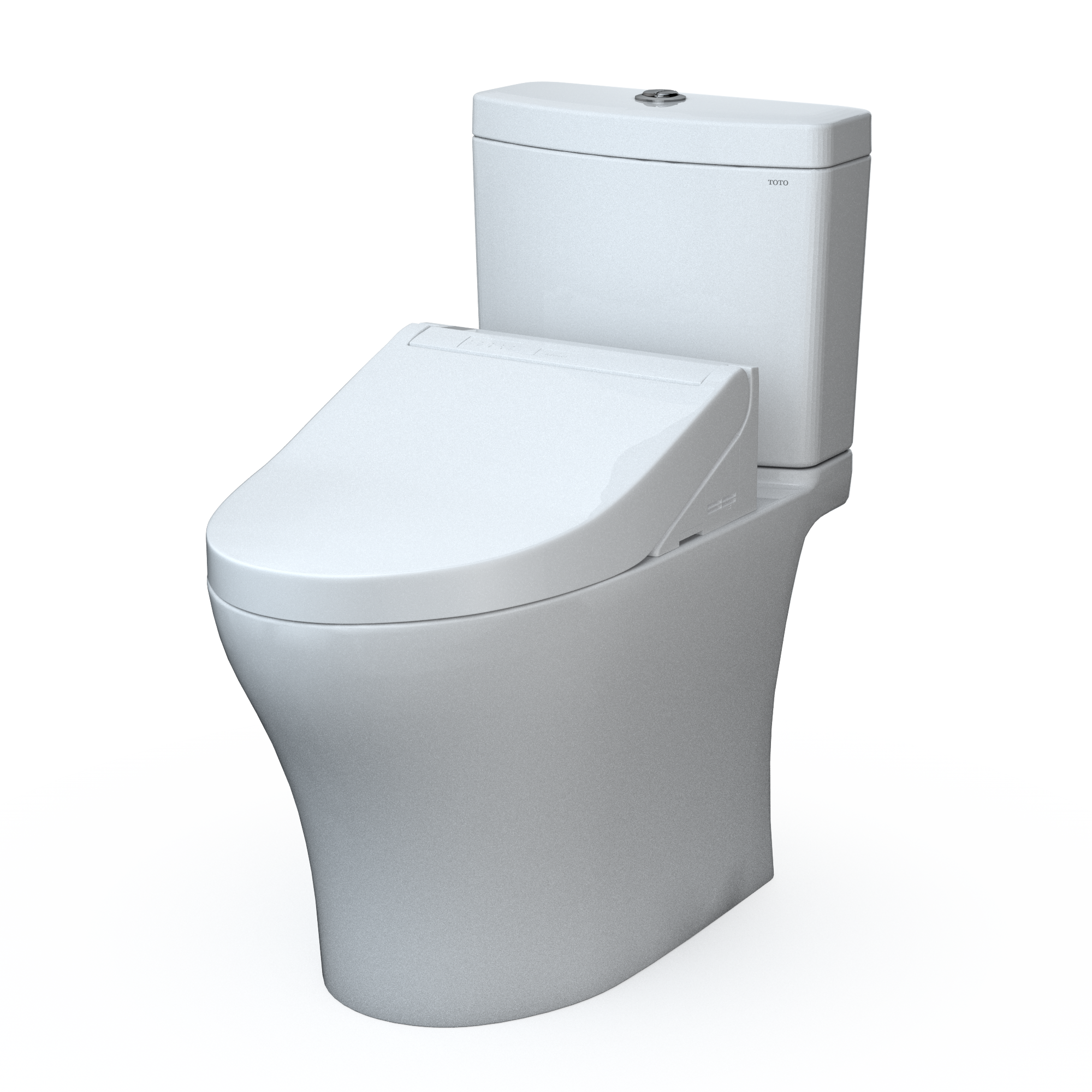 TOTO WASHLET+ Aquia IV Two-Piece Elongated Universal Height Dual Flush 1.28 and 0.9 GPF Toilet and WASHLET C5 Bidet Seat, Cotton White, Vitreous China|Plastic, MW4463084CEMFGN#01