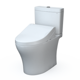 TOTO WASHLET+ Aquia IV Two-Piece Elongated Universal Height Dual Flush 1.28 and 0.9 GPF Toilet and WASHLET C5 Bidet Seat, Cotton White, Vitreous China|Plastic, MW4463084CEMFGN#01