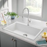 Blanco Liven 33" Dual Mount Silgranit Kitchen Sink, White, 1 Faucet Hole, 443197