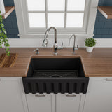 ALFI brand 30" Fireclay Farmhouse Sink, Black Matte, No Faucet Hole, AB3018HS-BM