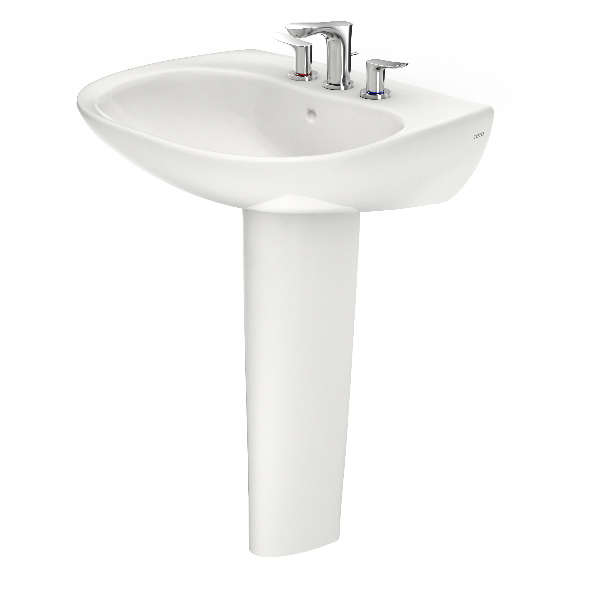 TOTO Prominence Oval Basin Pedestal Bathroom Sink with CeFiONtect for 8 inch Center Faucets, Colonial White, Vitreous China, LPT242.8G#11
