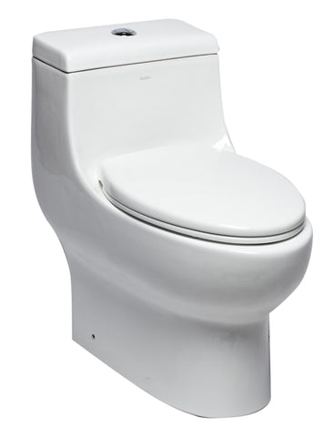 EAGO Porcelain, White, TB358 Dual Flush One Piece Elongated Ceramic Toilet