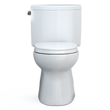 TOTO Vespin II Two-Piece Elongated 1.28 GPF Universal Height Toilet with CEFIONTECT and SS124 SoftClose Seat, WASHLET+ Ready, Cotton White, Vitreous China|Plastic, MS474124CEFG#01