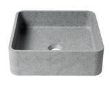 ALFI brand 15.6" x 15.6" Square Above Mount Concrete Bathroom Sink, Gray Matte, No Faucet Hole, ABCO16S