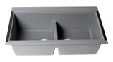 ALFI brand 34" Under Mount Granite Composite Workstation Kitchen Sink with Accessories, 50/50 Double Bowl, Titanium, 1 Faucet Hole, AB3418DBUM-T