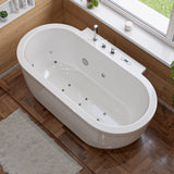 Eago 71" Acrylic Free Standing Oval Bathtub with Fixtures, White, AM128ETL