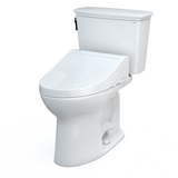 TOTO Drake Transitional WASHLET+ Two-Piece Elongated 1.28 GPF Universal Height TORNADO FLUSH Toilet with C5 Bidet Seat, Cotton White, Vitreous China, MW7863084CEFG.10#01