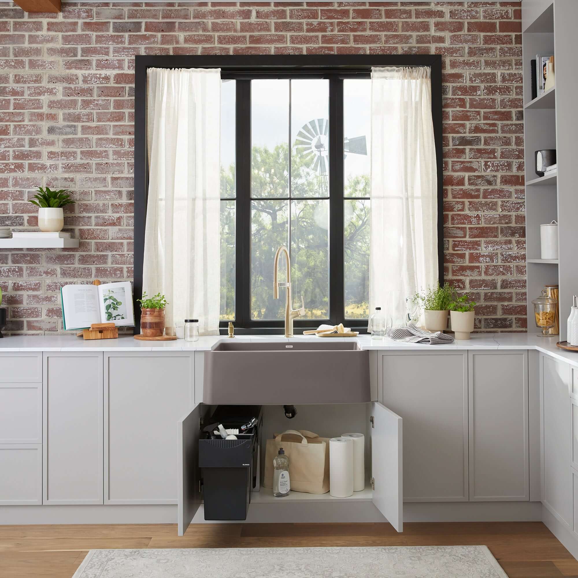 Blanco Ikon 33" Silgranit Farmhouse Sink, Volcano Gray, No Faucet Hole, 443114