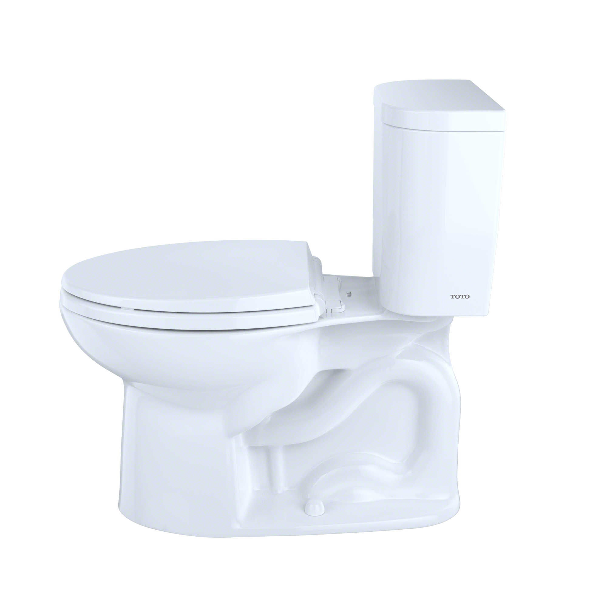 TOTO Entrada Two-Piece Elongated 1.28 GPF Universal Height Toilet, Cotton White, Vitreous China, CST244EF#01