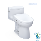 TOTO WASHLET+ Supreme II One-Piece Elongated 1.28 GPF Toilet and WASHLET+ S7A Contemporary Bidet Seat, Cotton White, Vitreous China|Plastic, MW6344736CEFG#01