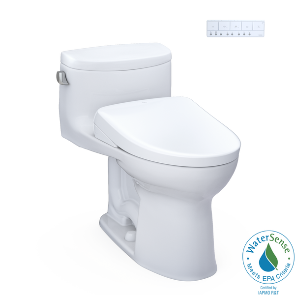 TOTO WASHLET+ Supreme II One-Piece Elongated 1.28 GPF Toilet and WASHLET+ S7A Contemporary Bidet Seat, Cotton White, Vitreous China|Plastic, MW6344736CEFG#01