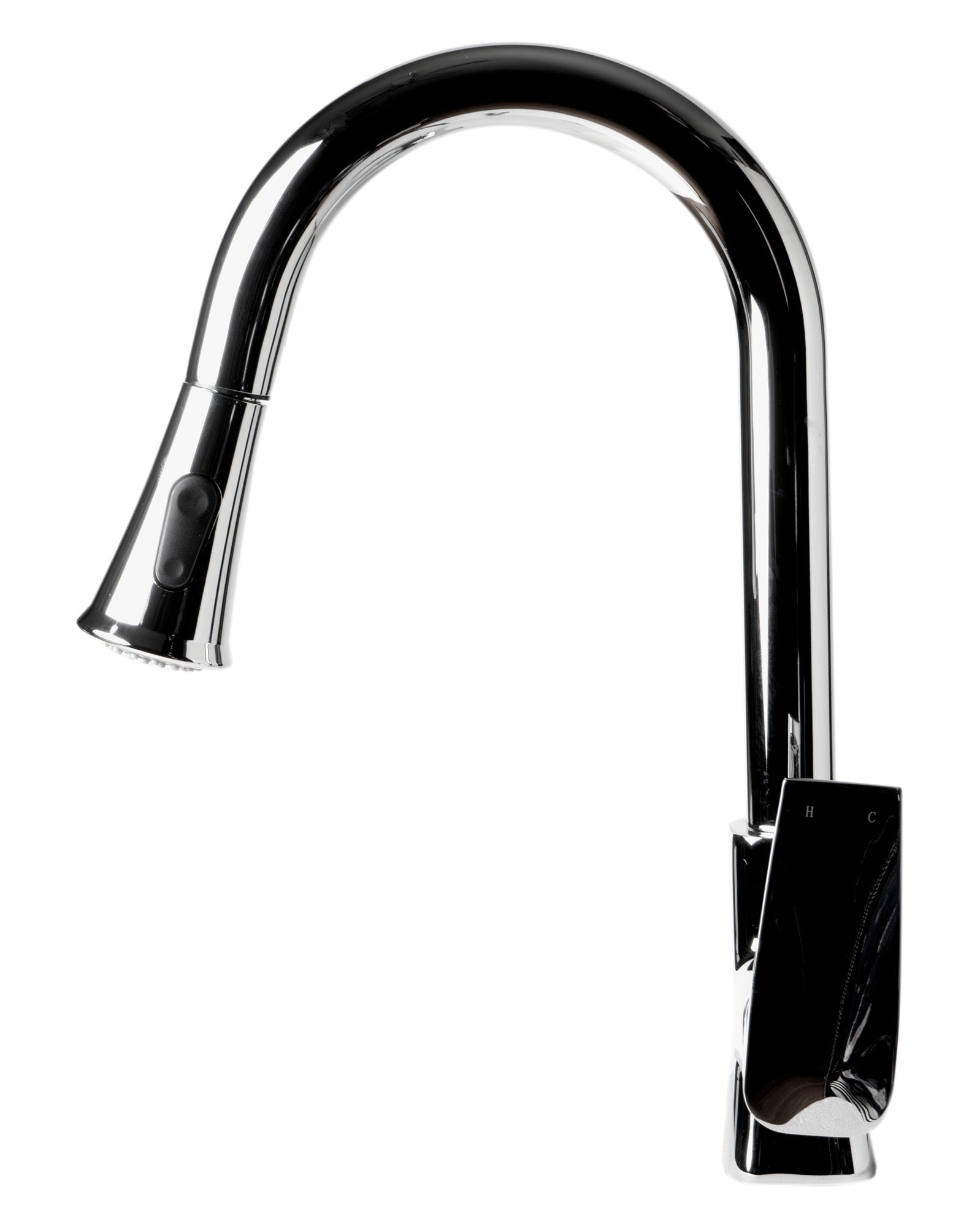 ALFI brand 1.8 GPM Lever Gooseneck Spout Touch Kitchen Faucet, Modern, Gray, Pull Down, Polished Chrome, ABKF3889-PC