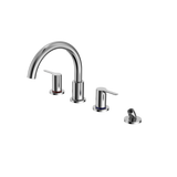 TOTO LB Two-Handle Deck-Mount Roman Tub Filler Trim with Handshower, Polished Chrome, Brass, TBS01202U#CP