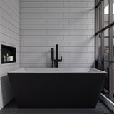 ALFI brand 59" Acrylic Free Standing Rectangle Soaking Bathtub, Black, AB8834