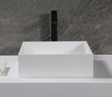 ALFI brand 15.13" x 15.13" Square Above Mount Resin Bathroom Sink, White Matte, No Faucet Hole, ABRS14S