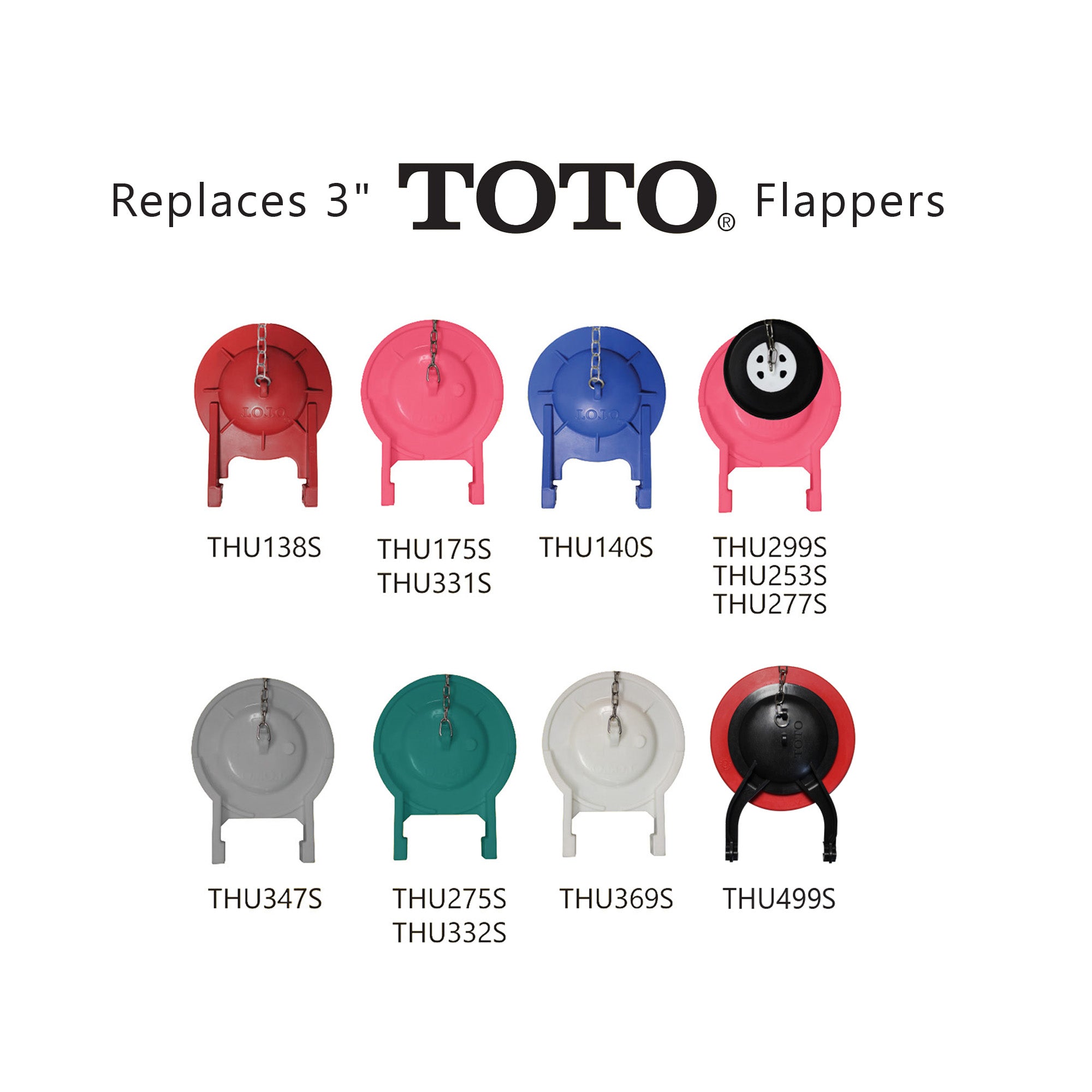 Alternate Image for TOTO Replacement Flapper for Select TOTO 3 Inch Flush Valve Tanks, Plastic|Rubber, THU500S