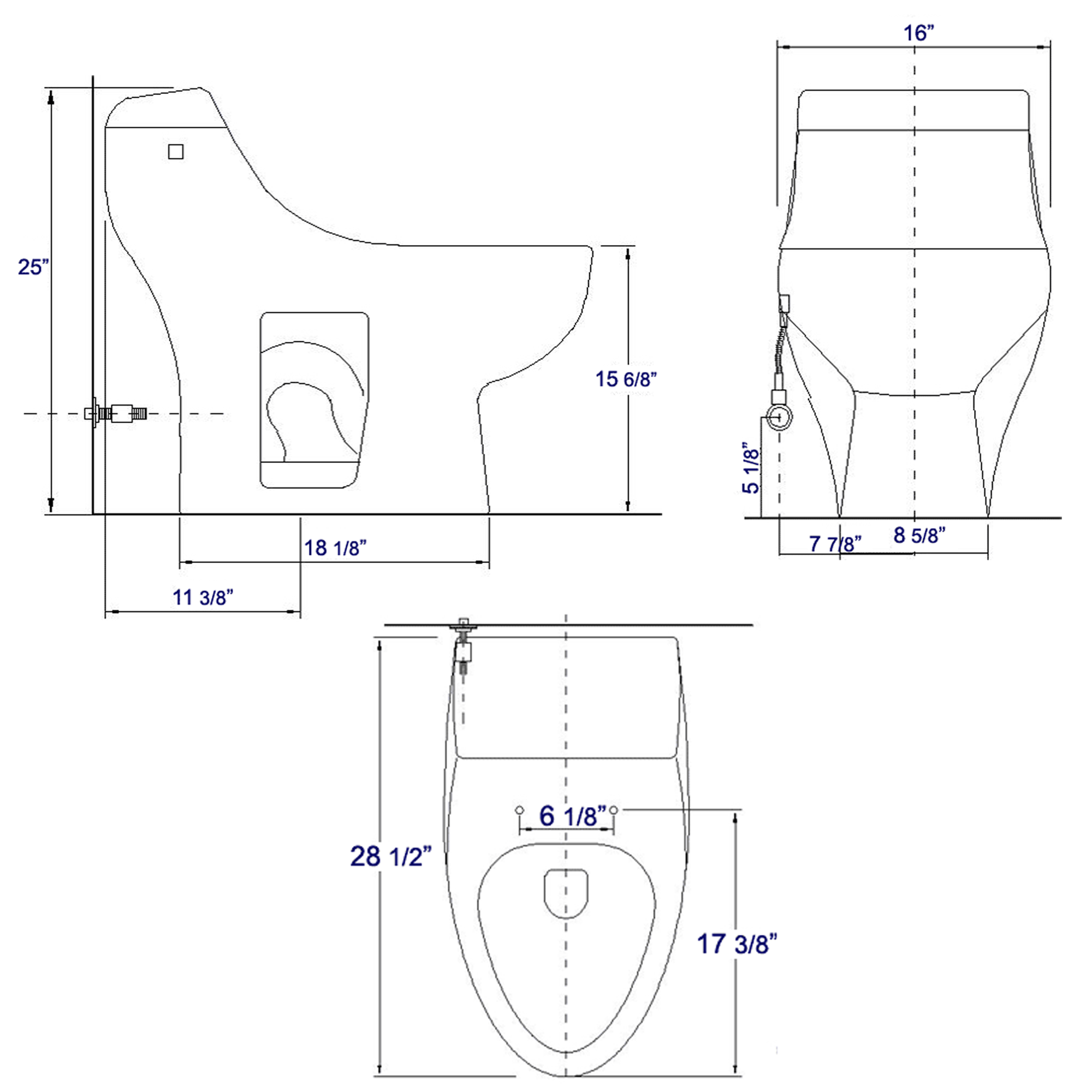 EAGO Porcelain, White, TB108 One Piece High Efficiency Low Flush Eco-Friendly Ceramic Toilet