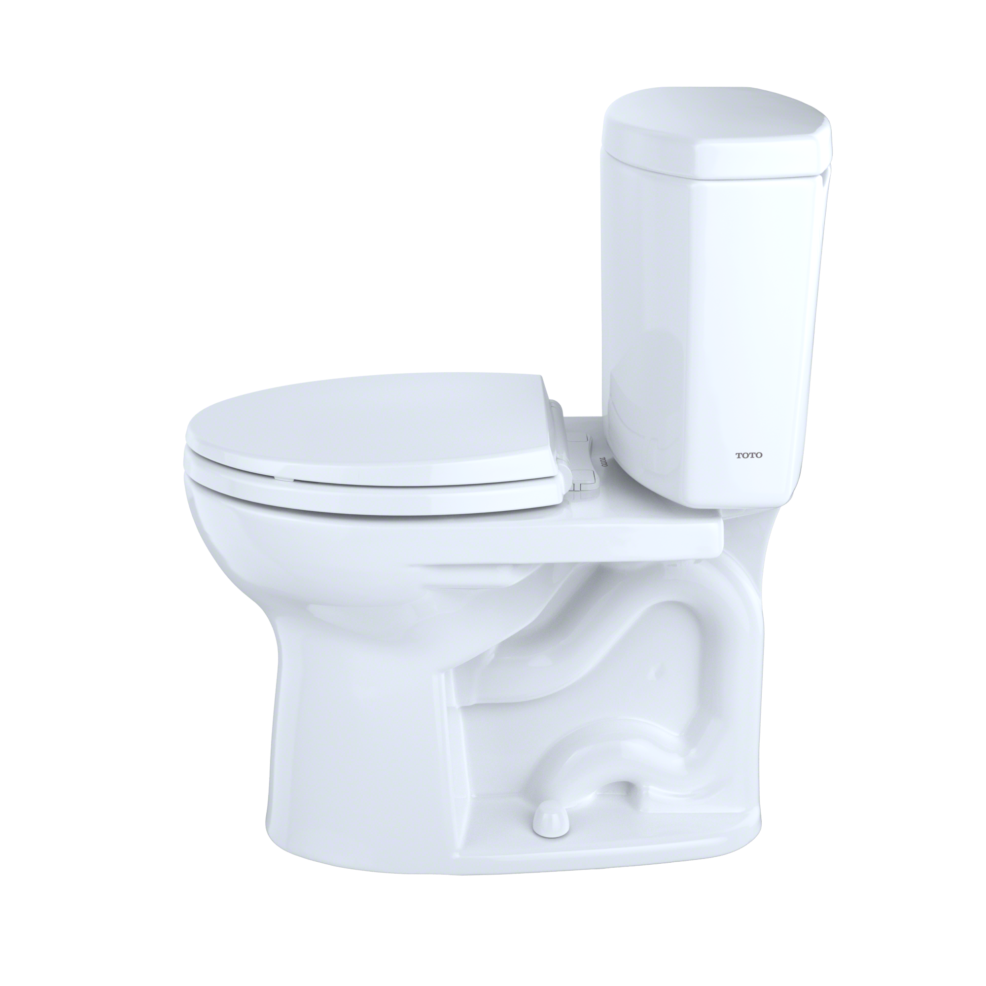 TOTO Drake II Two-Piece Round 1.28 GPF Universal Height Toilet with CEFIONTECT and Right-Hand Trip Lever, Cotton White, Vitreous China, CST453CEFRG#01