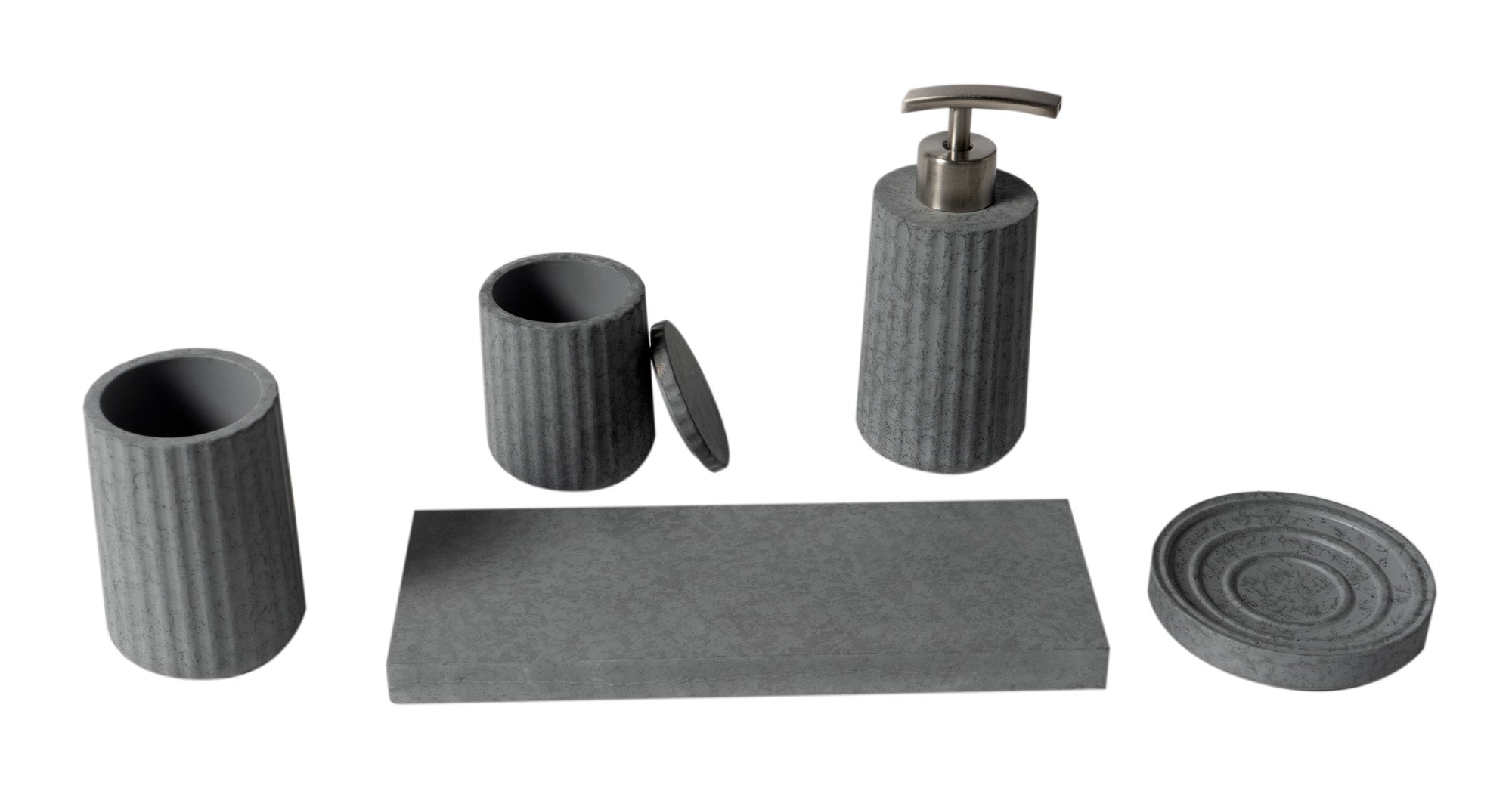 ALFI brand ABCO1001 5 Piece Solid Concrete Gray Matte Bathroom Accessory Set