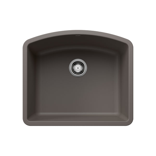 Blanco Diamond 24" Undermount Silgranit Kitchen Sink, Volcano Gray, No Faucet Hole, 443098