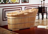 ALFI brand 57" Rubber Wood Free Standing Oval Soaking Bathtub, Natural Wood, AB1187