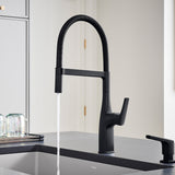 Blanco Rivana Semi-Pro Pull-Down Dual-Spray Kitchen Faucet, Matte Black, 1.5 GPM, Brass, 443019