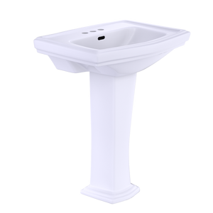 Alternate Image for TOTO Clayton Rectangular Pedestal Bathroom Sink for 4 Inch Center Faucets, Cotton White, Vitreous China, LPT780.4#01