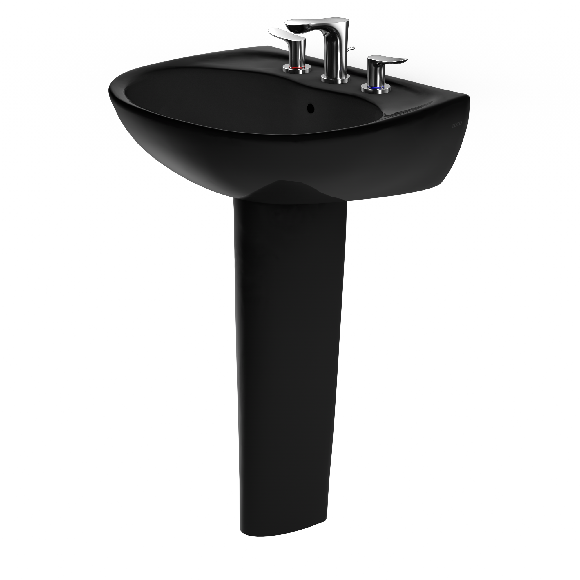 TOTO Supreme Oval Basin Pedestal Bathroom Sink for 8 Inch Center Faucets, Ebony, Vitreous China, LPT241.8#51