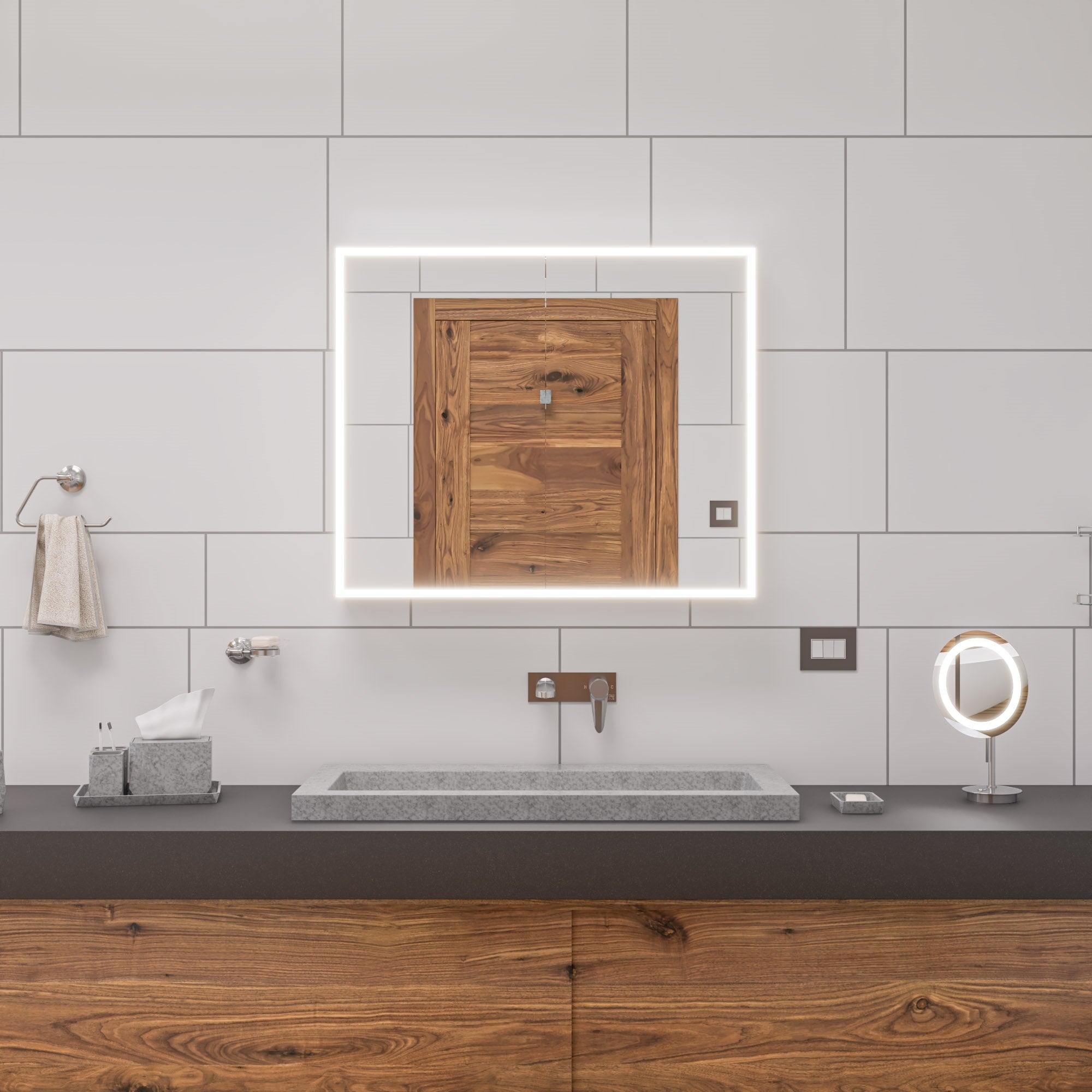 ALFI brand 39.25" x 18.5" Rectangle Above Mount or Semi Recessed Concrete Bathroom Sink, Gray Matte, No Faucet Hole, ABCO40TR