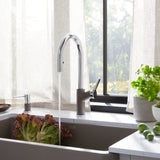 Blanco Urbena Pull-Down Dual-Spray Kitchen Faucet, Chrome/Volcano Gray, 1.5 GPM, Brass, 526933