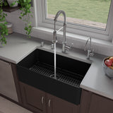 ALFI brand 33" Fireclay Farmhouse Sink, Black Matte, No Faucet Hole, ABF3318S-BM