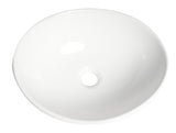 ALFI brand 15.38" x 12.75" Oval Above Mount Porcelain Bathroom Sink, White, No Faucet Hole, ABC913