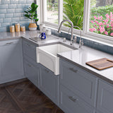 ALFI 24" Thick Wall Single Bowl Fireclay Farmhouse Apron Sink, White, AB2418ARCH-W