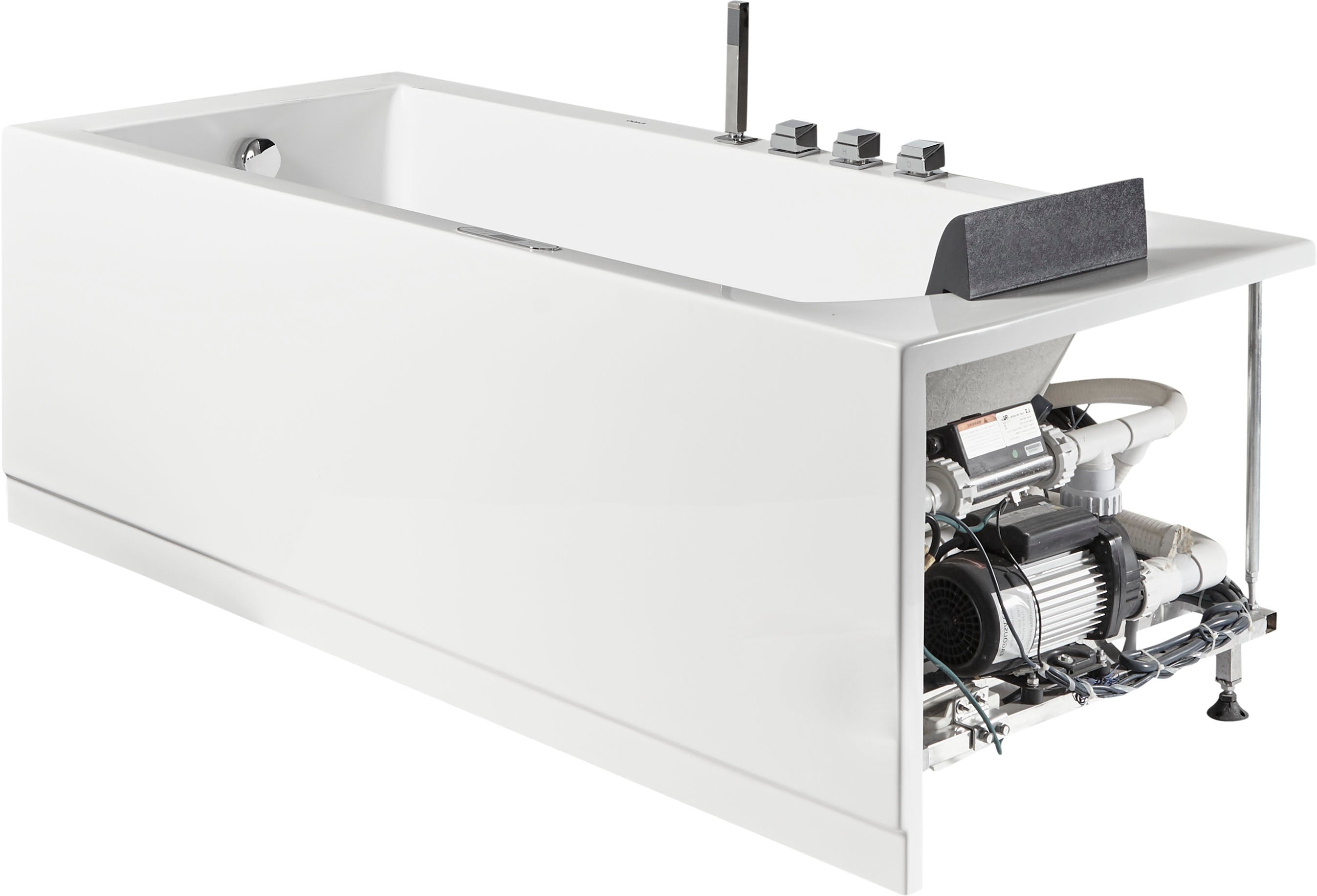 Eago 71" Acrylic Corner Rectangle Bathtub with Fixtures, White, AM154ETL-L6