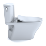 TOTO Nexus Two-Piece Elongated 1.28 GPF Universal Height Toilet with CEFIONTECT and SS234 SoftClose Seat, WASHLET+ Ready, Cotton White, Vitreous China, MS442234CEFG#01