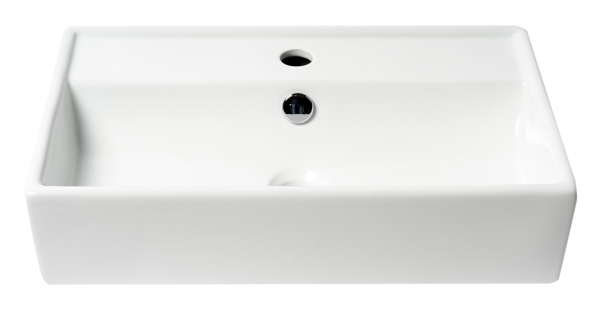 ALFI brand 21.38" x 12.25" Rectangle Wall Mount Porcelain Bathroom Sink, White, 1 Faucet Hole, ABC122
