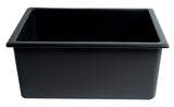 ALFI brand 24" Under Mount Fireclay Kitchen Sink, Black Matte, No Faucet Hole, AB2418UD-BM