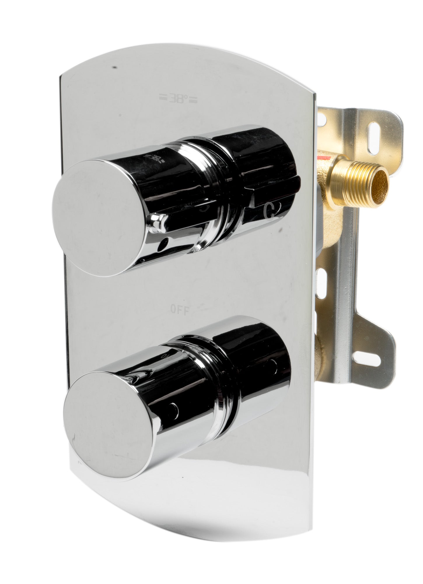 ALFI brand AB3809-PC Polished Chrome Round Knob 1 Way Thermostatic Shower Mixer, Brass