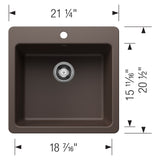 Blanco Liven 21" Dual Mount Silgranit Kitchen Sink, Cafe, 1 Faucet Hole, 443231