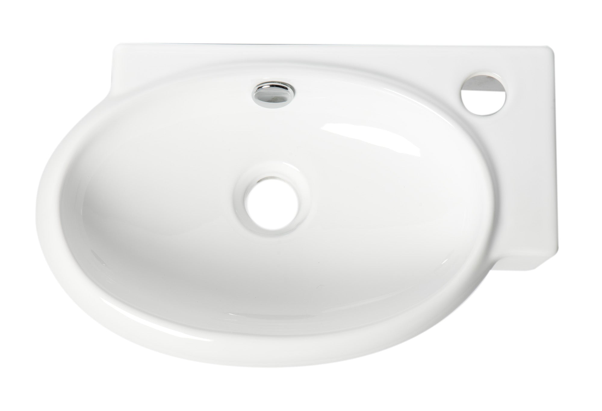 ALFI brand 16.75" x 10.38" Oval Wall Mount Porcelain Bathroom Sink, White, 1 Faucet Hole, ABC117