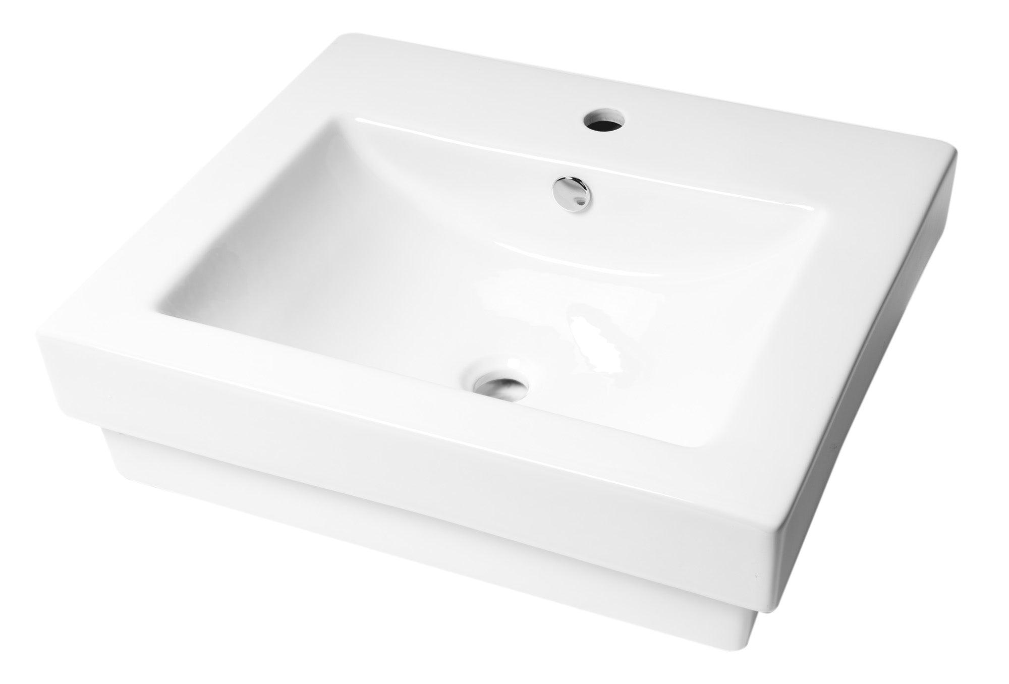 ALFI brand 23.63" x 20.13" Rectangle Drop In Porcelain Bathroom Sink, White, 1 Faucet Hole, ABC701