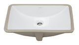 Eago 22" x 15" Rectangle Under Mount Porcelain Bathroom Sink, White, No Faucet Hole, BC227