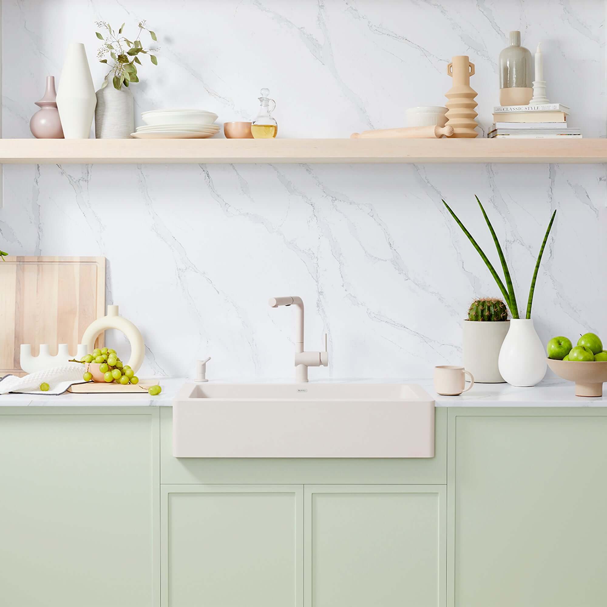 Blanco Vintera 30" Silgranit Farmhouse Sink, Soft White, No Faucet Hole, 527408