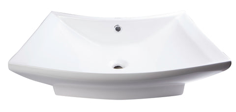 Eago 28.38" x 19.63" Rectangle Above Mount Porcelain Bathroom Sink, White, 1 Faucet Hole, BA142
