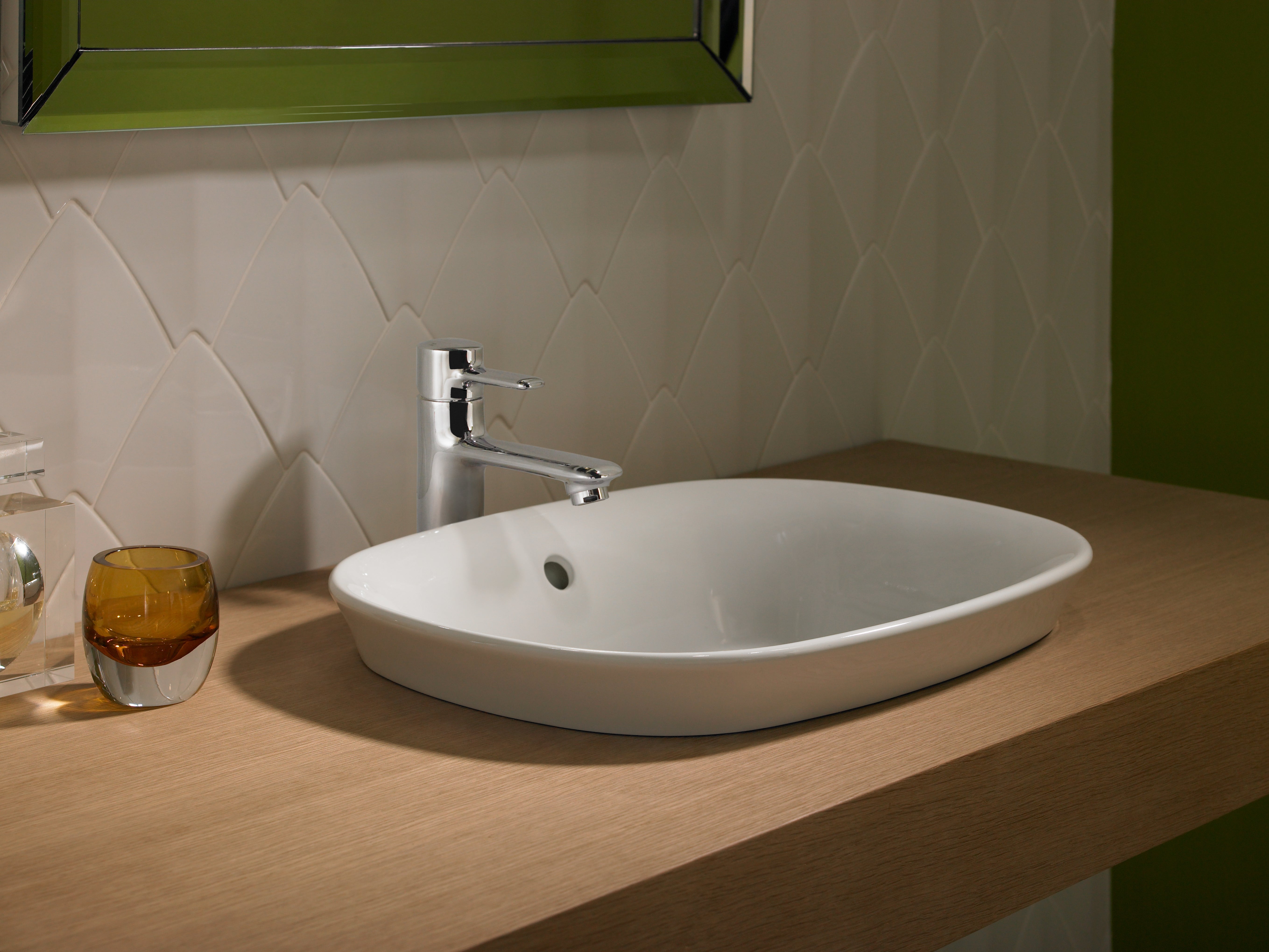 TOTO Maris Oval Semi-Recessed Vessel Bathroom Sink with CEFIONTECT, Sedona Beige, Vitreous China, LT480G#12