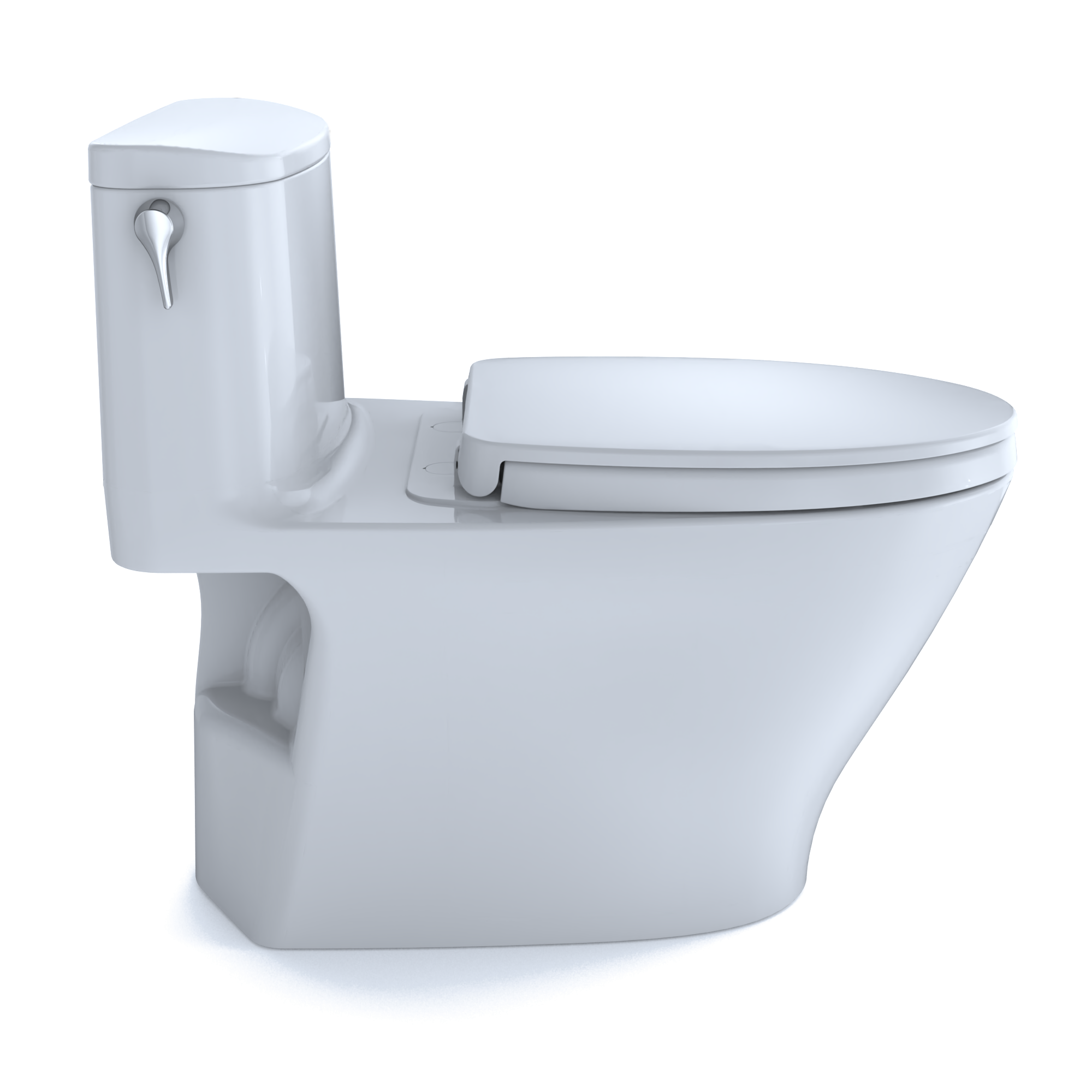 TOTO Nexus One-Piece Elongated 1.28 GPF Universal Height Toilet with CEFIONTECT and SS124 SoftClose Seat, WASHLET+ Ready, Cotton White, Vitreous China, MS642124CEFG#01