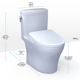 TOTO WASHLET+ Aquia IV Cube Two-Piece Elongated Dual Flush 1.28 and 0.9 GPF Toilet with S7A Contemporary Bidet Seat, Cotton White, Vitreous China|Plastic, MW4364736CEMFGN#01