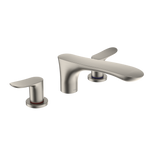 TOTO GO Two-Handle Deck-Mount Roman Tub Filler Trim, Brushed Nickel, Brass, TBG01201U#BN