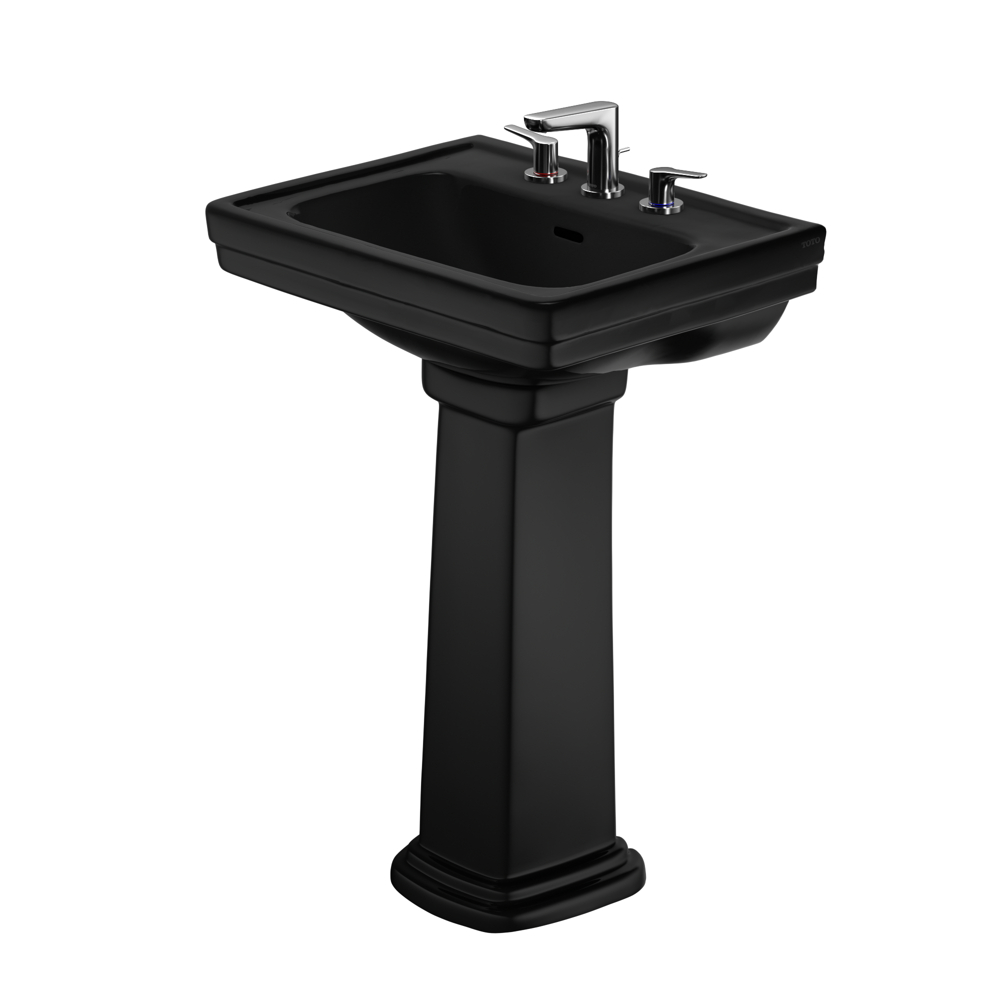 TOTO Promenade 24" x 19-1/4" Rectangular Pedestal Bathroom Sink for 8 inch Center Faucets, Ebony, Vitreous China, LPT532.8N#51
